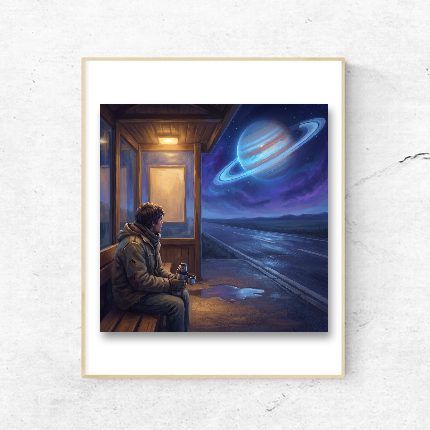 Last Bus, Ringed Planet on a wall