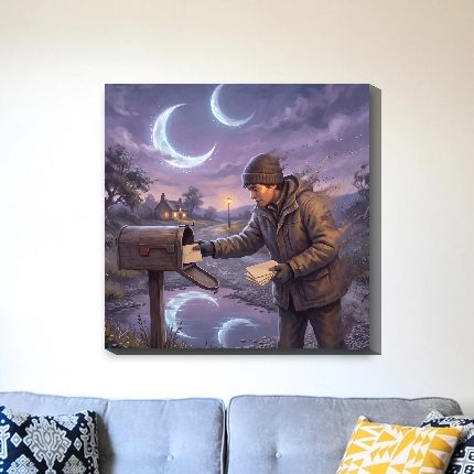 Posting Letters, Two Moons on a wall
